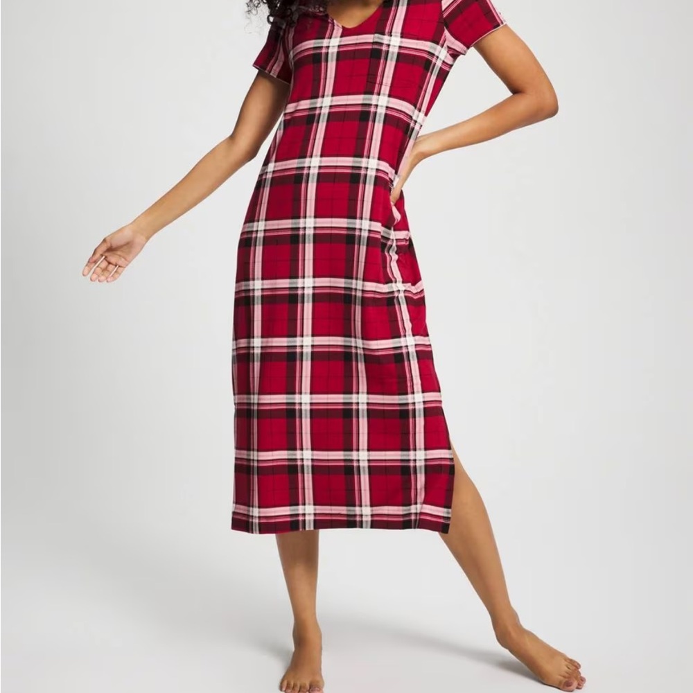 Soma Red Plaid Short Sleeve Nightgown